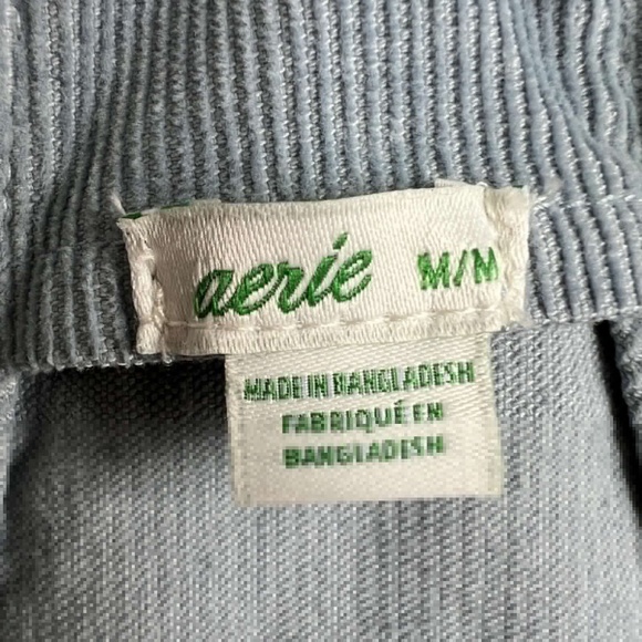Aerie Overalls Werk and Play Medium Blue Corduroy Stretch Raw Hem Hipster Size M - Picture 7 of 9